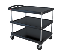 Metro myCart Series 3-Shelf Open Base Polymer Utility Cart, Black