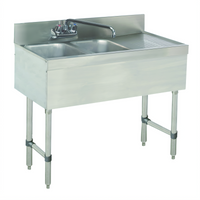 Advance Tabco Special Value Series 2-Compartment Bar Sink Unit with Right Drainboard and Splash-Mount Faucet, 36 Inch Stainless Steel