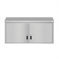 Commercial Wall-Mounted Stainless Steel Storage Cabinet with Locking Hinged Doors and 2 Shelves