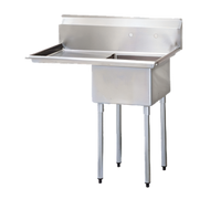 Turbo Air 1-Compartment Stainless Steel Sink with 24-Inch Left-Hand Drainboard and 24 x 24 x 14 Inch Bowl