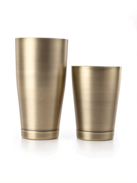 Barfly Antique Gold-Plated Cocktail Shaker Set with 28 oz and 18 oz Tins