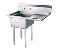 Turbo Air One-Compartment 304 Stainless Steel Sink with 18-Inch Right-Hand Drainboard and 18 x 18 x 11 Bowl