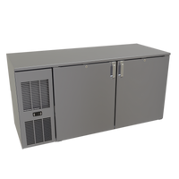 Glastender C1FL60 Front-Serviced Low Profile Back Bar Cooler, 60 Inch Wide, Two-Section, Self-Contained