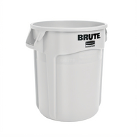 Rubbermaid Commercial BRUTE ProSave 10-Gallon Round Trash Container, White, No Lid
