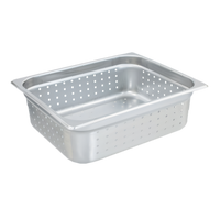 Crestware Saf-T-Stak 1/2 Size Perforated Stainless Steel Steam Table/Holding Pan, 2-1/2 Inch Deep