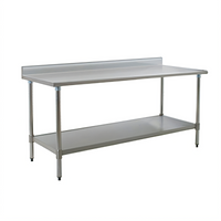 BlendPort® Budget Series Stainless Steel Work Table with Backsplash and Undershelf, 96 W x 24 D Inches