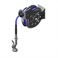 Open Stainless Steel Retractable Hose Reel with 3/8-Inch x 15-Foot Hose, Swivel Spray Valve, and Multi-Fit Bracket