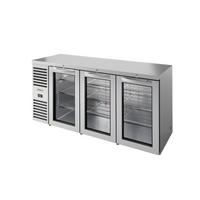 True Premier Bar 84-Inch Three-Section Refrigerated Back Bar Cooler with Glass Doors