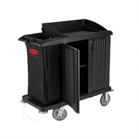 Rubbermaid Commercial Xtra Compact Housekeeping Cart with Doors, Vinyl Bag, and Vacuum Holder