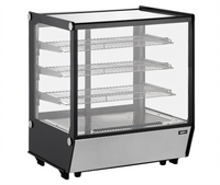 Omcan 28-Inch Countertop Square Glass Refrigerated Display Case, 5.12 Cu. Ft., Bottom-Mounted Self-Contained