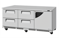 Turbo Air Super Deluxe Three-Section Undercounter Refrigerator with Door and Drawers, Front Breathing, 17.6 Cu. Ft.
