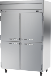 Beverage-Air Horizon Series Two-Section Reach-In Refrigerator with 4 Half Solid Doors, Top-Mount Self-Contained Refrigeration