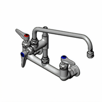 T&S Brass Double Pantry Faucet with Add-On Faucet, Wall Mount, 8-Inch Centers, 12-Inch Swing Nozzle