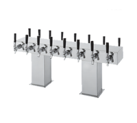 Perlick 32-Faucet Back-to-Back Bridge Tee Glycol-Cooled Countertop Draft Beer Tower, Brass Finish