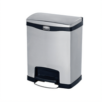 Slim Jim 8 Gallon Black Stainless Steel Front Step Trash Can