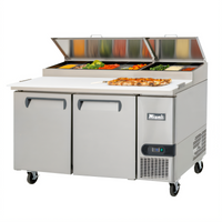 Migali Competitor Series® 67-Inch Two-Section Refrigerated Pizza Prep Table, Side-Mount Self-Contained, 20.0 Cu. Ft.