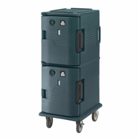 Cambro Ultra Camcart H-Series 2-Compartment Electric Front-Loading Heated Food Pan Carrier, 110V, Granite Green