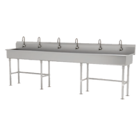 Advance Tabco Multiwash 120-Inch 6-Station Freestanding Hand Wash Sink with 6 Electronic Faucets