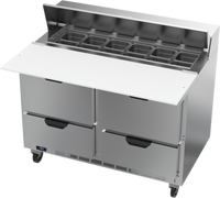 Beverage-Air SPED48HC-12C-4 Two-Section 48-Inch Sandwich Prep Table with 4 Drawers and 17-Inch Cutting Board