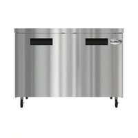 KoolMore 48-Inch Two-Section Undercounter Reach-In Refrigerator with Solid Stainless Steel Doors