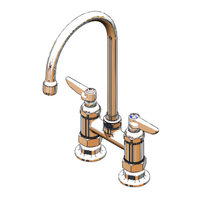 T&S Brass 4-Inch Deck Mount Mixing Faucet with 5-3/4-Inch Swivel Gooseneck Spout, 2.2 GPM, Low Lead
