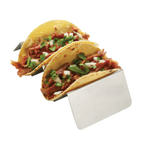American Metalcraft Full-Size Brushed Stainless Steel Taco Holder, 2 or 3 Compartments