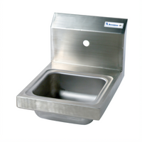 BK Resources 9 x 9 x 5 Space Saver Wall-Mount Hand Sink, 1-Hole Splash Mount, 304 Stainless Steel