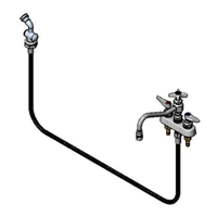 T&S Brass B-1152 8-Inch Center Deck-Mount Workboard Mixing Faucet with 8-Inch Swing Nozzle, Spray Valve, and 48-Inch Hose