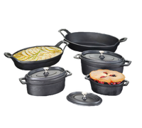 Mini Oval Cast Iron Baking Dish with Lid and Handles, 17.5 oz.