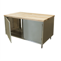 BK Resources Dual-Access Hard Maple Wood Top Work Table with Locking Cabinet Base, 60 x 30 x 34-3/4 Inches