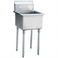 MixRite Free-Standing Single-Compartment Stainless Steel Mop Sink with Drain Boards