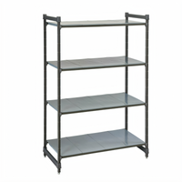 Cambro Camshelving Basics Plus 4-Tier Solid Stationary Starter Polymer Shelving Unit, 21 x 42 x 64 Inches, Brushed Graphite