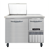 Continental Refrigerator RA43N9M 43-Inch Refrigerated Sandwich Prep Table with Mighty Top and 2 Solid Doors