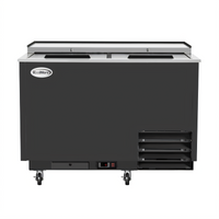KoolMore 50-Inch Commercial Glass Froster, 14 Cu. Ft., Black Steel Finish, Top Sliding Door