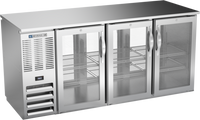 Beverage-Air 72-Inch Three-Section Pass-Thru Open Food-Rated Back Bar Refrigerator with 6 Glass Doors