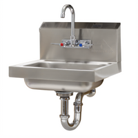 Advance Tabco Wall Mounted Hand Sink with Splash-Mounted Gooseneck Faucet, 14 x 10 x 5 Inch Bowl, 304 Stainless Steel