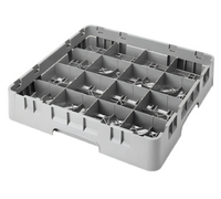 Cambro Camrack Full Size 16-Compartment Cup Rack with 2 Soft Gray Extenders