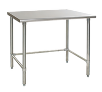Eagle Group Budget Series 96-Inch x 36-Inch 430 Stainless Steel Flat Top Work Table with Stainless Steel Tubular Base