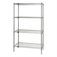 Quantum 48-Inch W x 24-Inch D x 74-Inch H Wire Shelving Starter Kit, Stationary, Gray Epoxy Antimicrobial Finish