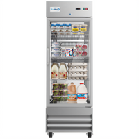 KoolMore 29-Inch One-Section Glass Door Reach-In Refrigerator, 21 Cu. Ft., Bottom-Mount Self-Contained, Stainless Steel