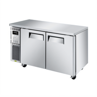 Turbo Air J Series Narrow Side-Mount Undercounter Freezer, 11.31 Cu. Ft., 2-Section, 2 Stainless Steel Doors