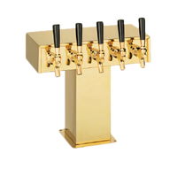 Perlick 4006-5BTF 5-Faucet Standard-Base Tee Draft Beer Tower, Countertop, Glycol-Cooled, Tarnish-Free Brass Finish