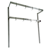 John Boos PRD5 Table-Mounted Double-Bar Stainless Steel Pot Rack with 20 Double Hooks, 115-1/4
