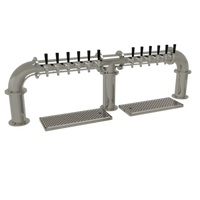 Glastender Pipe Bridge Countertop Draft Dispensing Tower, 12 Faucets, Glycol-Cooled, Mirror Finish