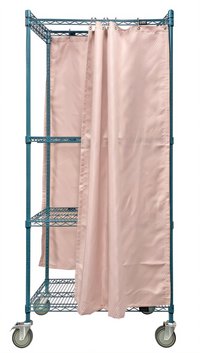 Quantum Mobile Privacy Wire Shelving Storage Cart with Curtains, 36 x 18 x 80 Inches, 3 Shelves