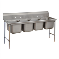 Advance Tabco Regaline 4-Compartment Stainless Steel Sink with Open Frame Base, 98-1/4 Inch Long