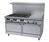 Garland Signature Sunfire 60-Inch Stainless Steel Gas Restaurant Range with 24-Inch Griddle, 6 Open Burners, and 2 Standard Ovens