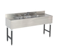 Advance Tabco Special Value Series 72-Inch 3-Compartment Stainless Steel Bar Sink Unit with Dual Drainboards and Splash-Mount Faucet