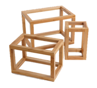 Natural Bamboo Open Frame Buffet Riser Set of 3