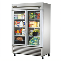 True Two-Section Framed Glass Door Reach-In Refrigerator with Bottom-Mounted Self-Contained Refrigeration